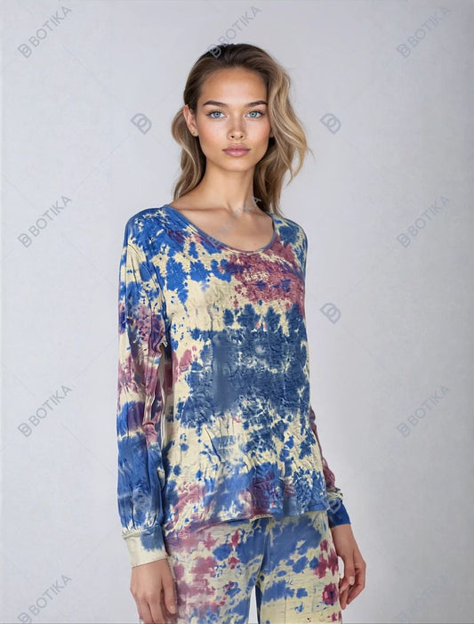 long sleeve tie dyed pajama set