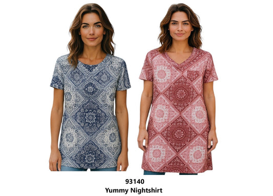 short sleeve printed nightgown